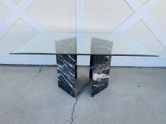 Calacatta Black Marble Pedestal Table with a Glass Top - 1822183