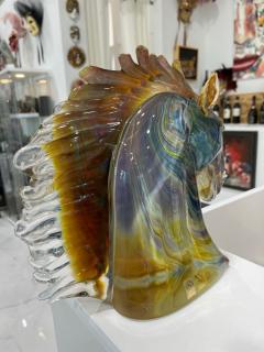 Calcedonia Murano Glass Horse Head by Zanetti - 3829546