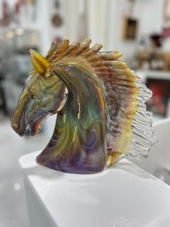 Calcedonia Murano Glass Horse Head by Zanetti - 3829548