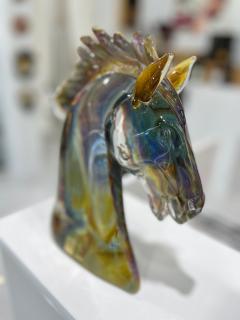 Calcedonia Murano Glass Horse Head by Zanetti - 3829549