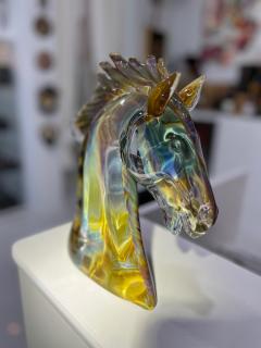 Calcedonia Murano Glass Horse Head by Zanetti - 3829550