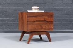 Californian Modern Sculpted Walnut Night Stand - 4570797