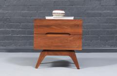 Californian Modern Sculpted Walnut Night Stand - 4570799