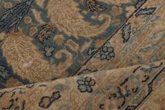 Camel and Pastel Blue Antique Persian Kirman Rug - 2447620