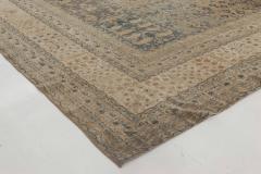 Camel and Pastel Blue Antique Persian Kirman Rug - 2447622