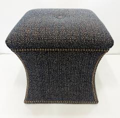 Cami Stools or Ottomans Upholstered with Nail Head Trim Pair - 3954262