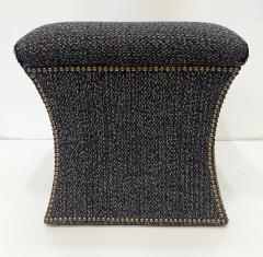 Cami Stools or Ottomans Upholstered with Nail Head Trim Pair - 3954263