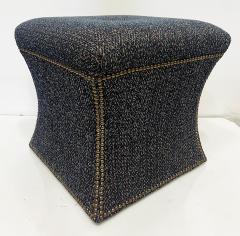 Cami Stools or Ottomans Upholstered with Nail Head Trim Pair - 3954264