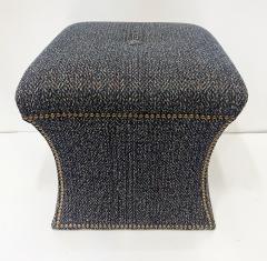 Cami Stools or Ottomans Upholstered with Nail Head Trim Pair - 3954266