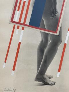 Camille Bryen Superb Constructivist Collage on a Nude Photo by Camille Bryen France 1937 - 3085885