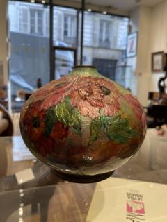 Camille Faur Camille FAURE 1874 1956 Beautiful ball shaped vase with flowers - 3567910