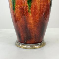 Camille Faur Camille Faure Art Nouveau French Limoges Yellow Green Red Enamels Copper Vase - 2248715