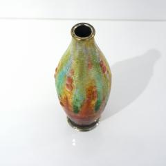 Camille Faur Camille Faure Art Nouveau French Limoges Yellow Green Red Enamels Copper Vase - 2248721
