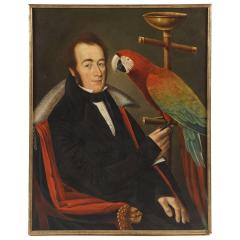Camilo Domeniconi Gentleman Portrait Painting with Pet Parrot Camilo Domeniconi - 795162