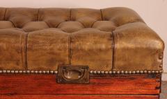 Campaign Bench In Camphor Wood With Chesterfield Leather Seating - 2999778