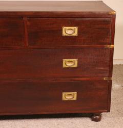 Campaign Marine Chest Of Drawers In Mahogany From The 19 Century - 3144376