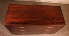 Campaign Marine Chest Of Drawers In Mahogany From The 19 Century - 3144378