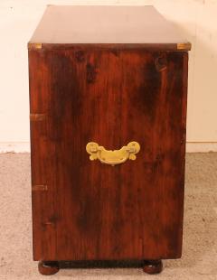 Campaign Marine Chest Of Drawers In Mahogany From The 19 Century - 3144381