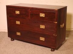 Campaign Marine Chest Of Drawers In Mahogany From The 19 Century - 3144383