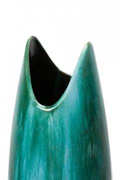Canadian Mid Century Tapered Scooped Rim Multi Tonal Green Drip Glazed Ceramic V - 4675186