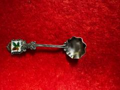 Canadian Sterling Silver And Enameled Souvenir Salt Spoon 4 29g - 4462999
