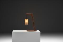 Cantilever Wooden Table Lamp with Suspended Glass Shade Europe 1980s - 4617153