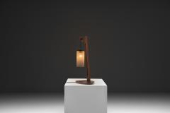 Cantilever Wooden Table Lamp with Suspended Glass Shade Europe 1980s - 4617198
