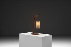 Cantilever Wooden Table Lamp with Suspended Glass Shade Europe 1980s - 4617200