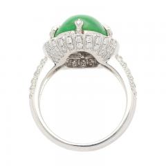 Carat Jadeite Jade A Ring with Round Cut Diamond Halo 18K Milgrain Finish - 3509985
