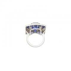 Carat No Heat Ceylon Blue Sapphire and Diamond Vintage Art Deco Platinum Ring - 3540665