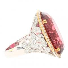 Carat No Heat Purplish Pink Tourmaline Round Diamond 18K White Gold Ring - 3552773