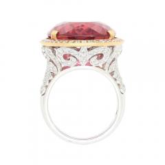 Carat No Heat Purplish Pink Tourmaline Round Diamond 18K White Gold Ring - 3552774