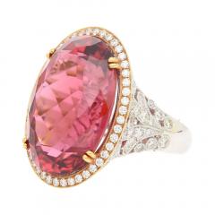 Carat No Heat Purplish Pink Tourmaline Round Diamond 18K White Gold Ring - 3552778