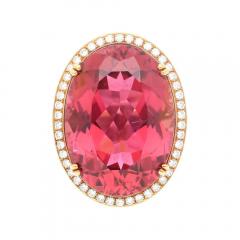 Carat No Heat Purplish Pink Tourmaline Round Diamond 18K White Gold Ring - 3552895