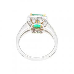 Carat Old Mine Muzo Colombian Emerald Diamond Halo with Split Shank 18K Ring - 3549655