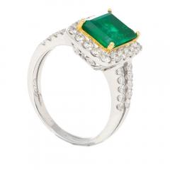Carat Old Mine Muzo Colombian Emerald Diamond Halo with Split Shank 18K Ring - 3549656