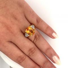 Carat Oval Cut Orange Topaz and Round Cut Diamond Ring in 18K Solid Gold - 3515101
