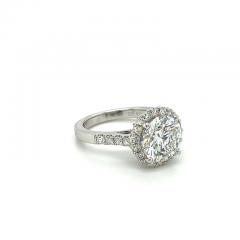 Carat Round Cut Lab Grown CVD Diamond In Basket Cathedral Diamond Halo Ring - 3558754