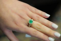 Carat TW Colombian Emerald Diamond Halo Ring in 18K Yellow Gold 2 Row Setting - 3513161