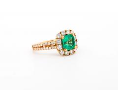 Carat TW Colombian Emerald Diamond Halo Ring in 18K Yellow Gold 2 Row Setting - 3513162