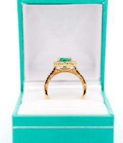 Carat TW Colombian Emerald Diamond Halo Ring in 18K Yellow Gold 2 Row Setting - 3513165