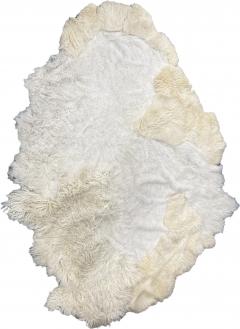 Carine Boxy Belgian Contemporary Handcrafted Snow Owl Sheepskin Artistic Patchwork Rug - 4619546