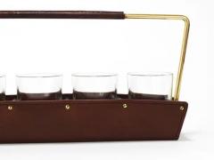Carl Aub ck Carl Aub ck II Drinking Glass Carrying Rack Leather Brass Austria 1950s - 4064427