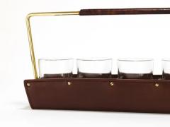 Carl Aub ck Carl Aub ck II Drinking Glass Carrying Rack Leather Brass Austria 1950s - 4064428