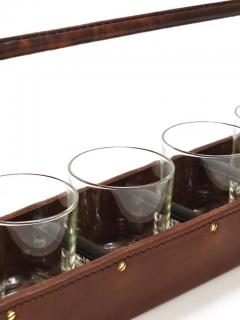 Carl Aub ck Carl Aub ck II Drinking Glass Carrying Rack Leather Brass Austria 1950s - 4064479