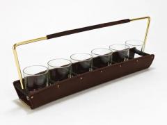 Carl Aub ck Carl Aub ck II Drinking Glass Carrying Rack Leather Brass Austria 1950s - 4064520