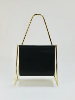 Carl Aub ck Carl Aub ck II Midcentury Magazine Rack Brass Black Leather Vintage Austria - 4064496