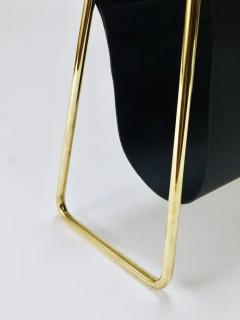 Carl Aub ck Carl Aub ck II Midcentury Magazine Rack Brass Black Leather Vintage Austria - 4064560