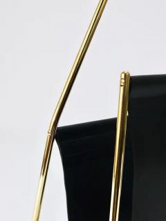 Carl Aub ck Carl Aub ck II Midcentury Magazine Rack Brass Black Leather Vintage Austria - 4064561