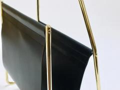 Carl Aub ck Carl Aub ck II Midcentury Magazine Rack Brass Black Leather Vintage Austria - 4064570